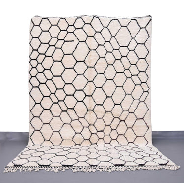 White Authentic Beni Mrirt Moroccan Rug - Ettilux Home